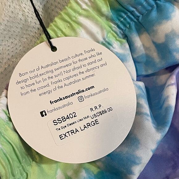 NWT Franks Tie Dye Classic Lilac Multi Swim Trunks - size XL - Picture 6 of 9